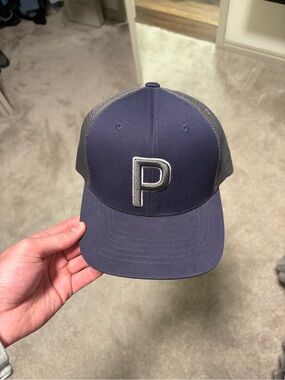 Puma Navy and Gray Trucker Hat with Raised P Patch